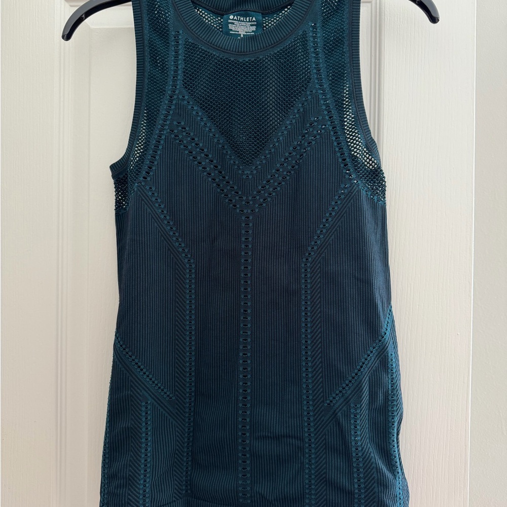 Athleta Deep Teal Mesh-Detail Athletic Tank